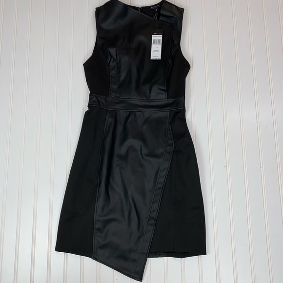 BCBGMaxazria Black Faux Leather Dress 4 NWT - Picture 2 of 9